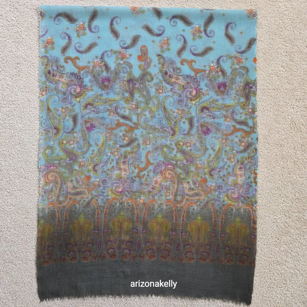 NWOT Wool Scarf Lightweight Colorful Paisley Design
